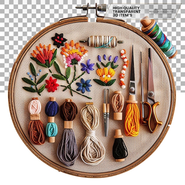Zestaw do haftu: igły, nici, tamborek